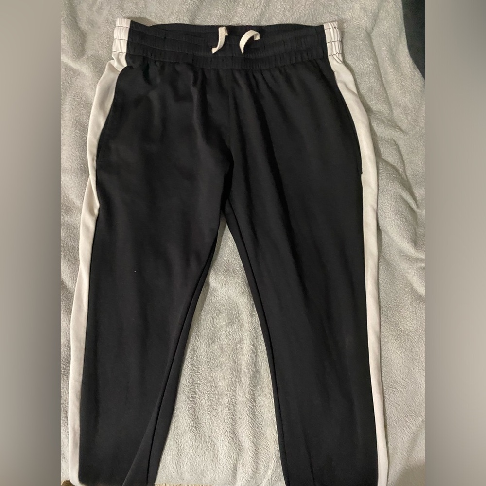 Black Jogger Pants Strip Sided